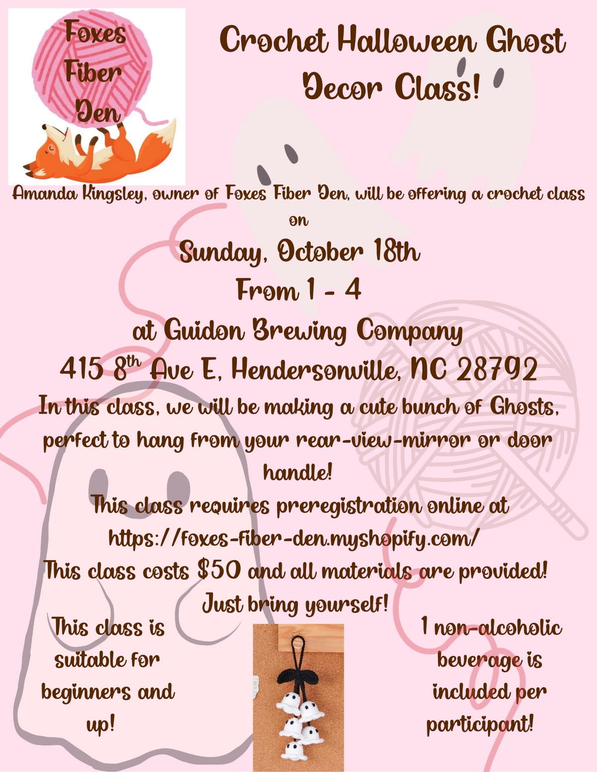 October 18th Ghost Decor Crochet Class