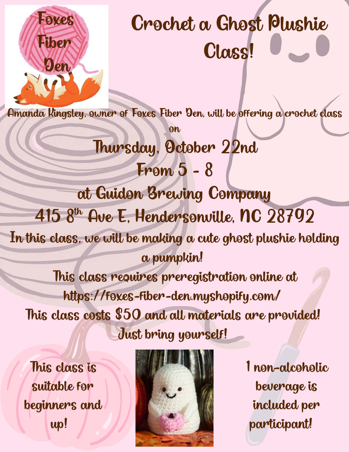 October 22nd Ghost Plushie Class